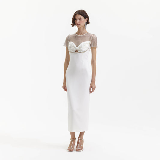 SP White Diamante Crepe Midi Dress