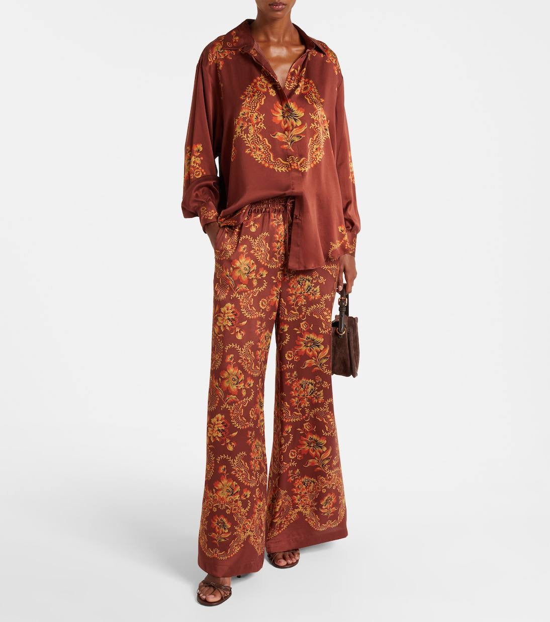 ALM Seraphina Silk Long Sleeved Shirt | Pants | Set