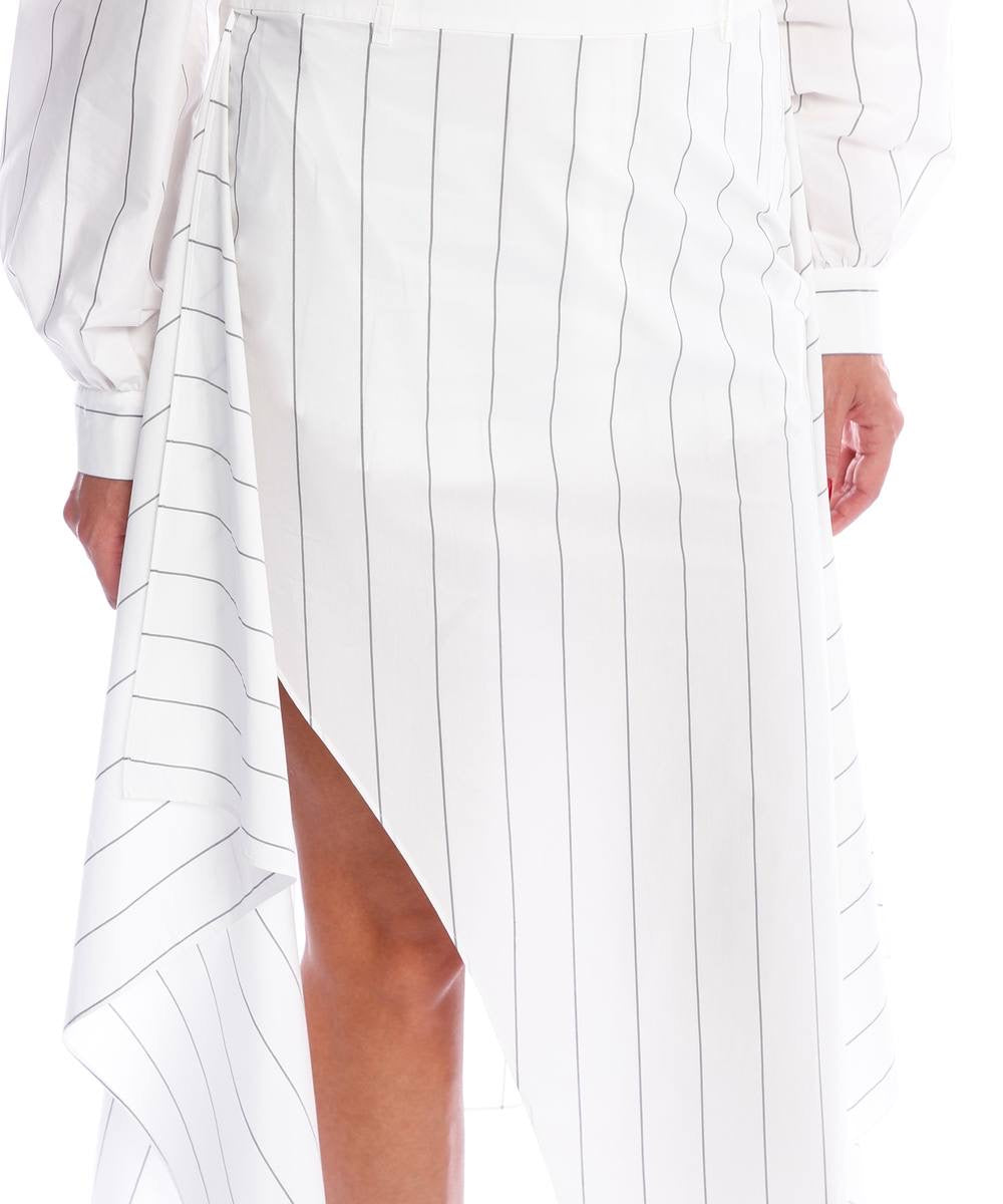 TB Striped Tech Poplin Tie Front Midi Skirt