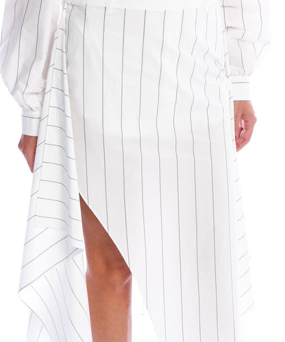 TB Striped Tech Poplin Tie Front Midi Skirt
