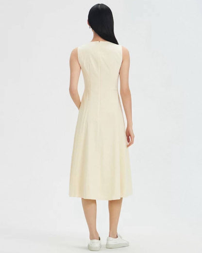 TH Good Linen Sleeveless Flared Midi Dress