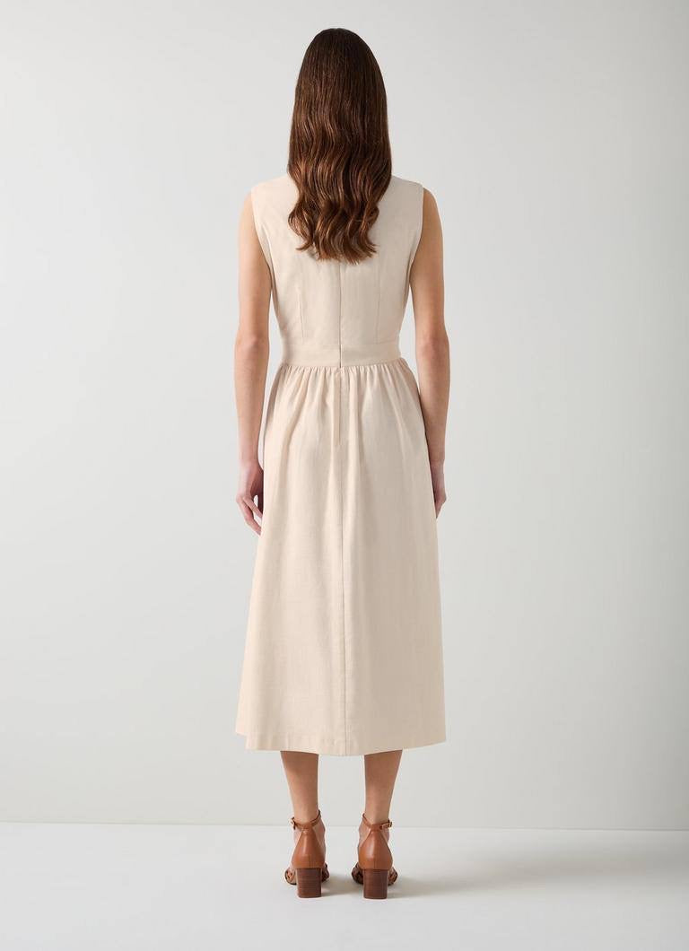 LKB Pernille Waistcoat Cotton-Linen Blend Midi Dress