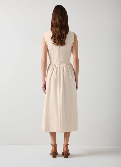 LKB Pernille Waistcoat Cotton-Linen Blend Midi Dress