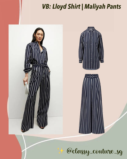 VB Lloyd Striped Shirt | Maliyah Wide-Leg Pants | Stretch-Cotton Set