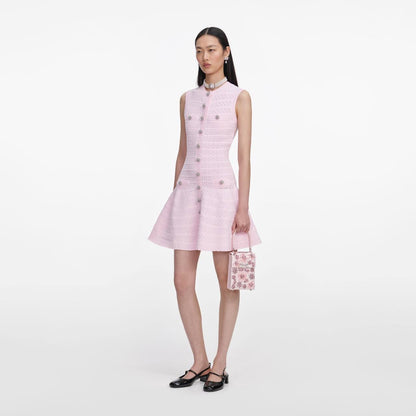SP Pink Pointelle Diamanté Knit Mini Dress