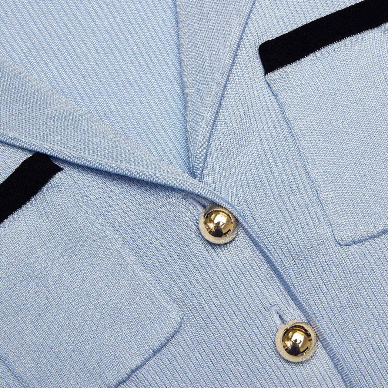 SP Blue Ribbed Viscose Knit Longline Top