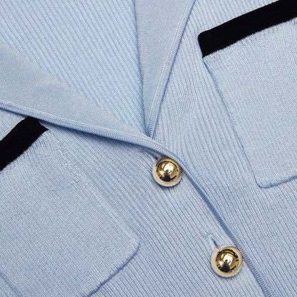 SP Blue Ribbed Viscose Knit Longline Top