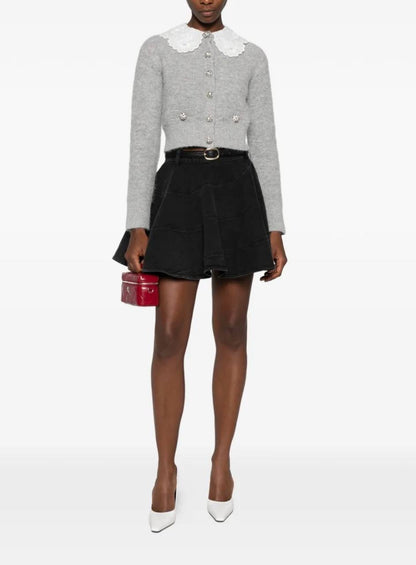 SP Flared Denim Mini Skirt in Black