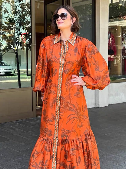 ALM Monkey Dance Silk Shirtdress Midi Dress