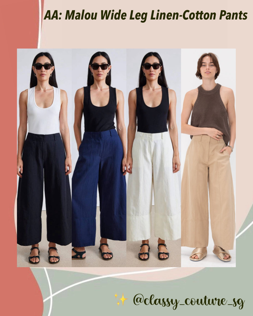 AA Malou Wide Leg Linen-Cotton Pants