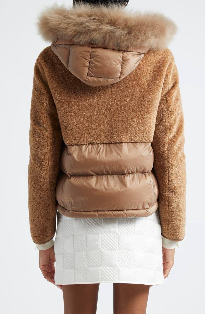 MC Marne Mixed Media Down Jacket with Removable Fur-trimmed Hood