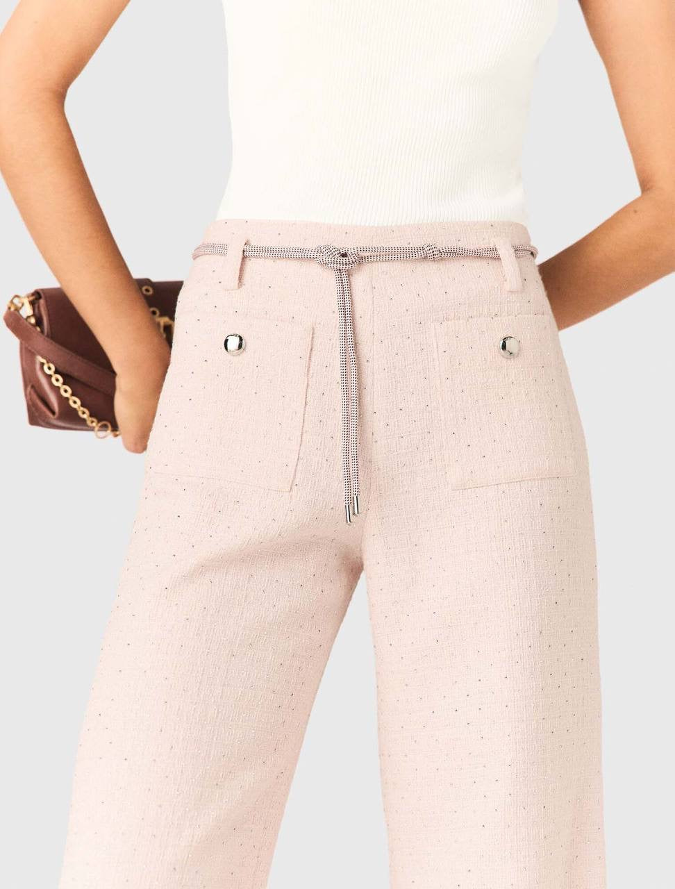 MJ Pink Tweed Cropped Short Sleeve Jacket Top | Shorts | Trouser Pant | Set