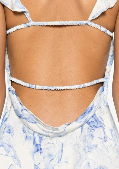 SALE! MJ Romantiblue Short Patterned Floral Drape Viscose Mini Dress