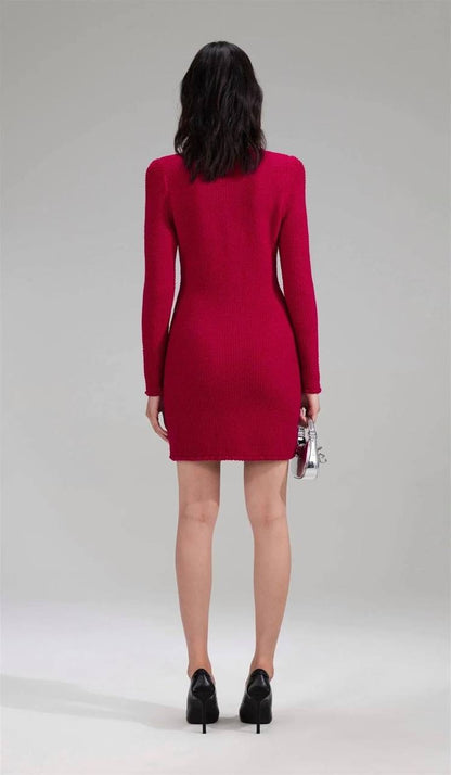 SP Red Melange Knit Mini Bow Dress