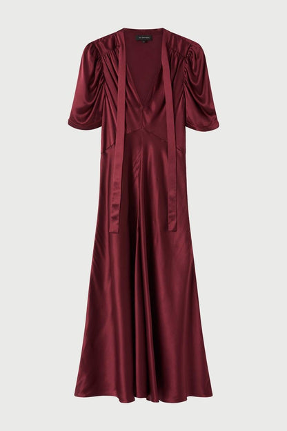 LM Stella Silk Satin Tie Midi Dress