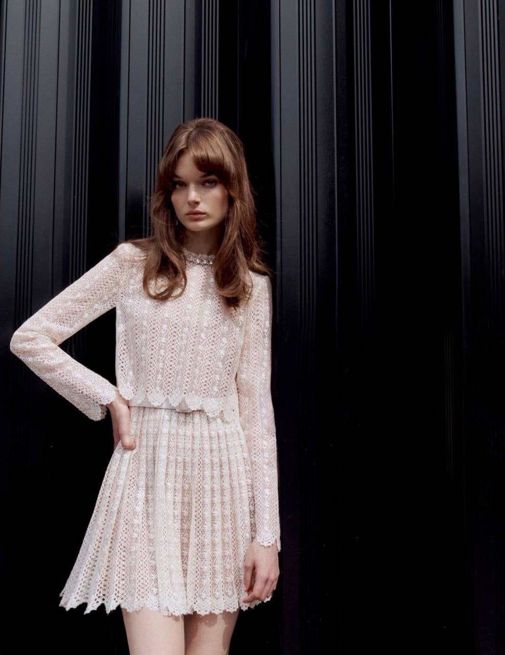 SP Cream Organza Lace Mini Dress