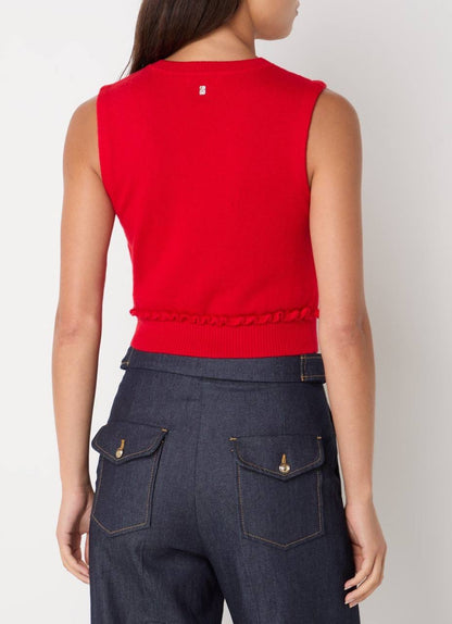 SD Emie Red Ruffled Tank Top | Emile Cardigan | Wool-Cashmere Set