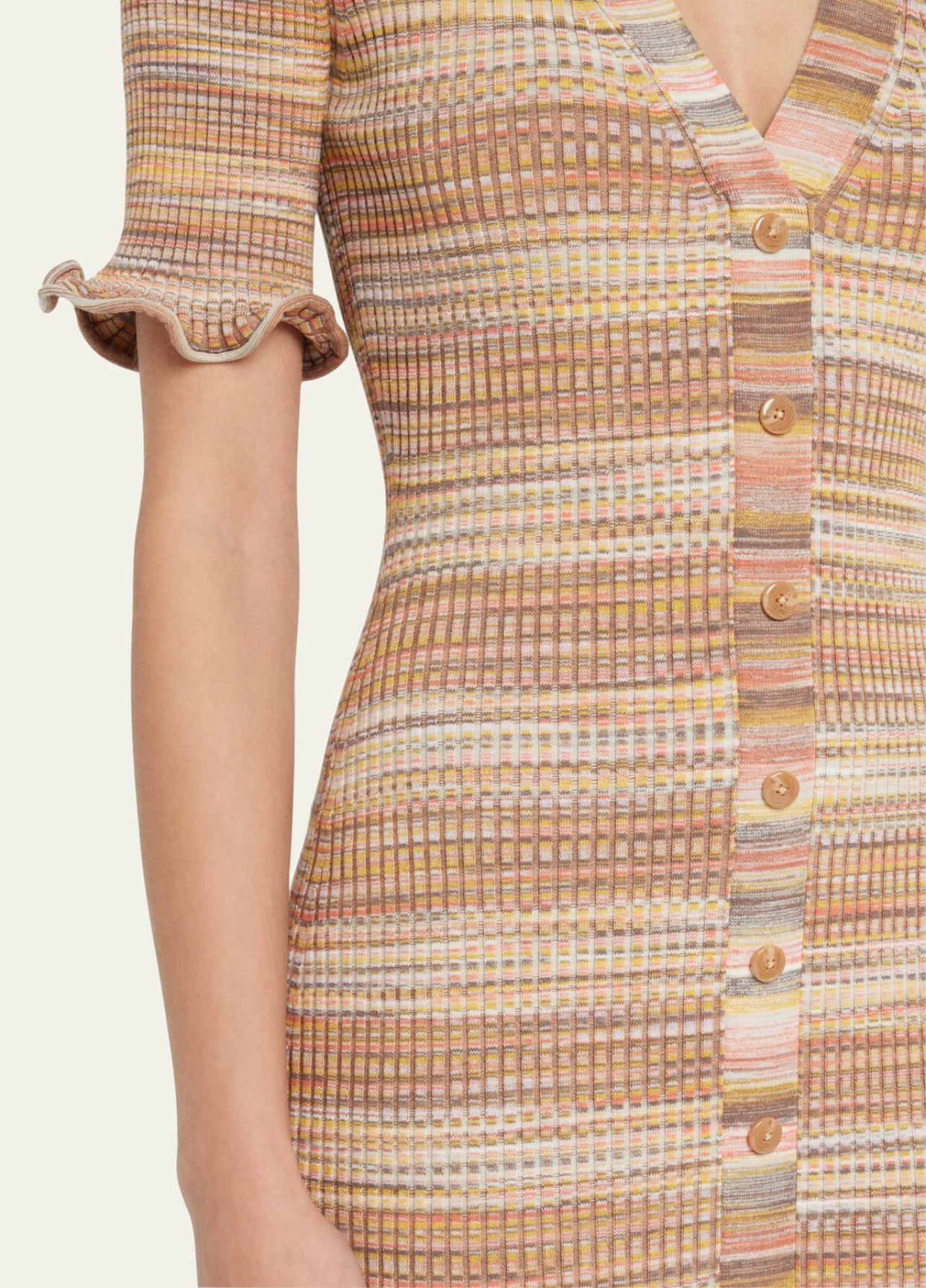 Jon Sim Joei Space-dyed Knit Lettuce-edge Midi Dress
