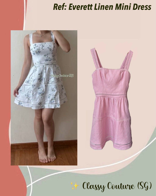 Ref Everett Linen Mini Dress in Pink
