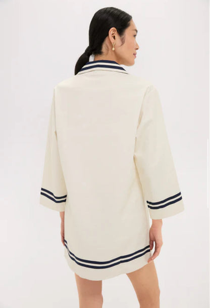 ALM Marine Tunic Long Sleeve Cotton Mini Dress