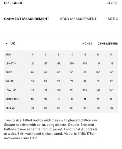 SP Black Wool Crepe Long Sleeve Chiffon Belted Midi Dress