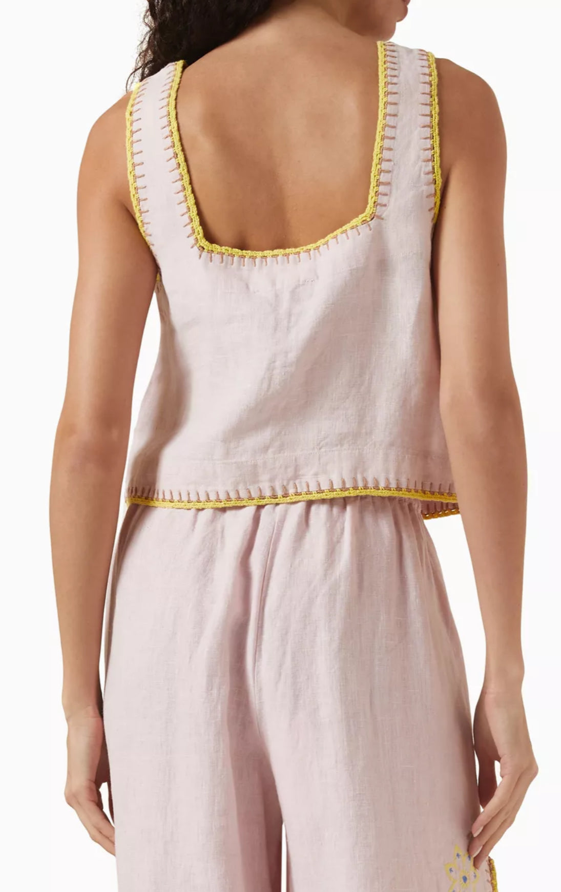 ALM Olivia Embroidered Linen Crop Top | Pants | Set