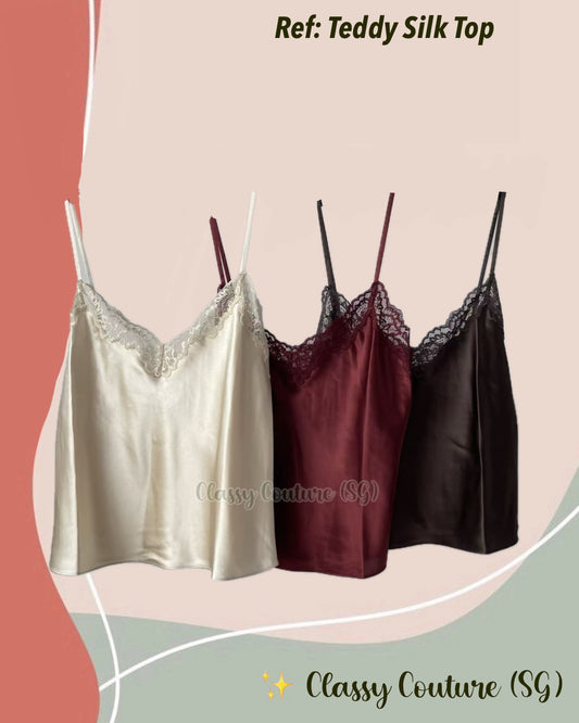 Ref Teddy Lace-trim Silk Cami Top