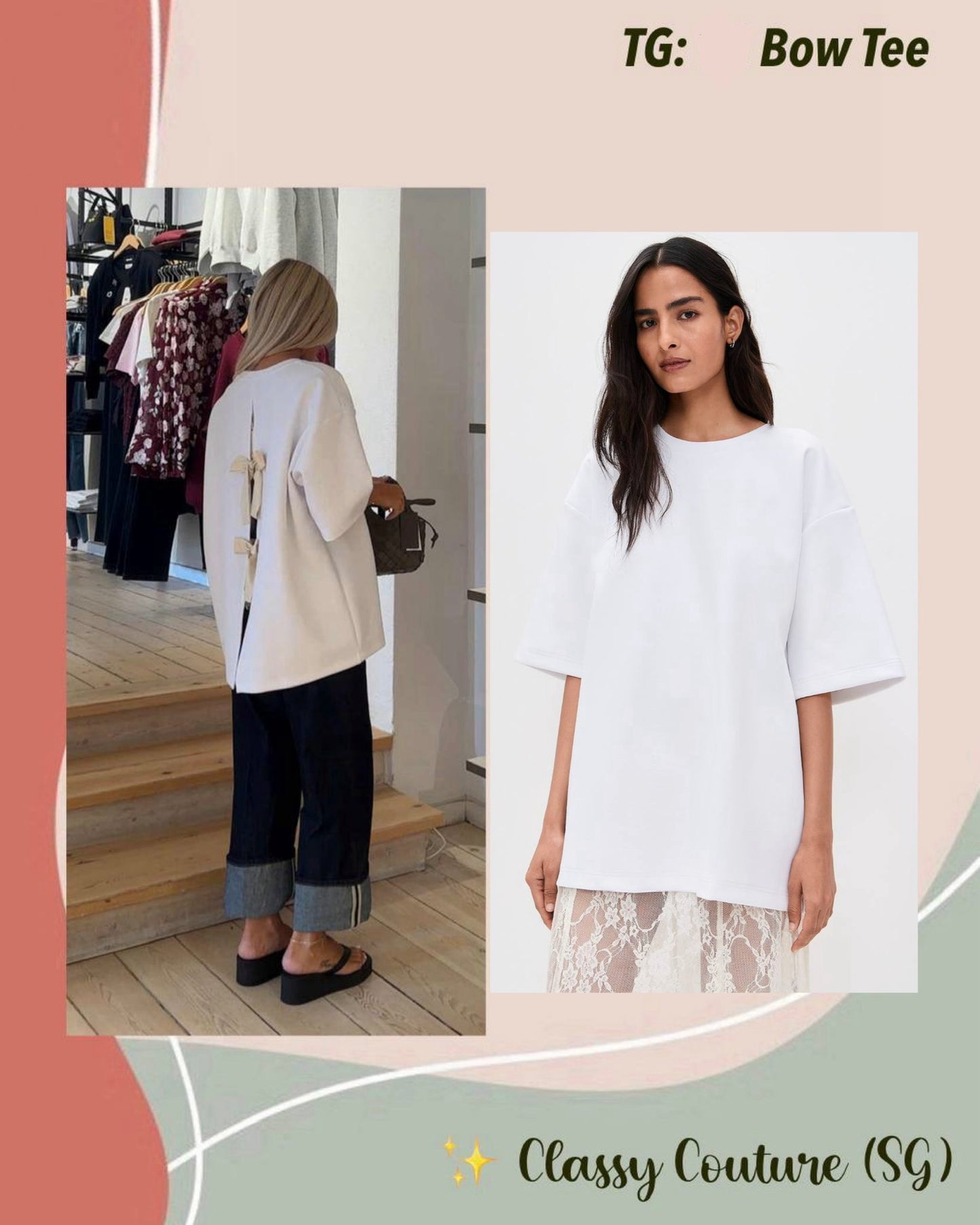 TG Bow Oversized Cotton-blend Tee T-shirt