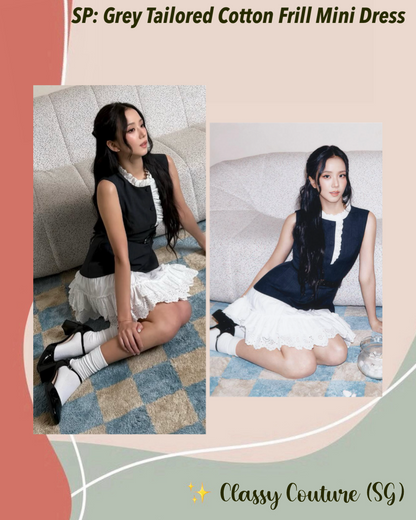 SP Grey Tailored Cotton Frill Mini Dress Jisoo