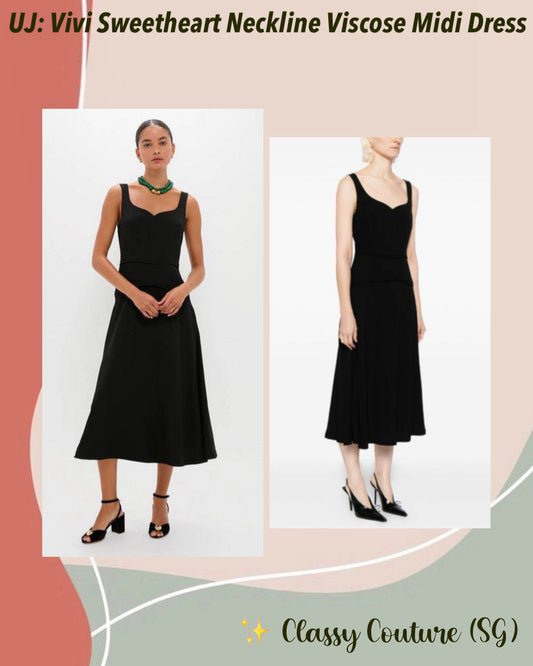 UJ Vivi Sweetheart Neckline Viscose Midi Dress