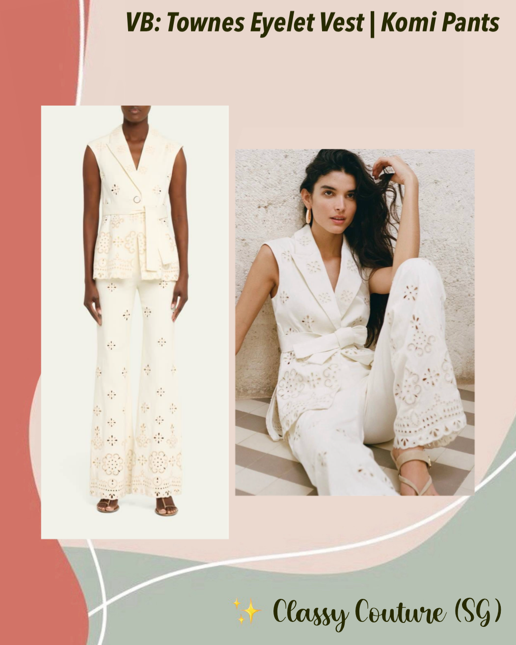 VB Townes Eyelet Vest | Komi Pants | Embroidered Stretch-cotton Twill Set