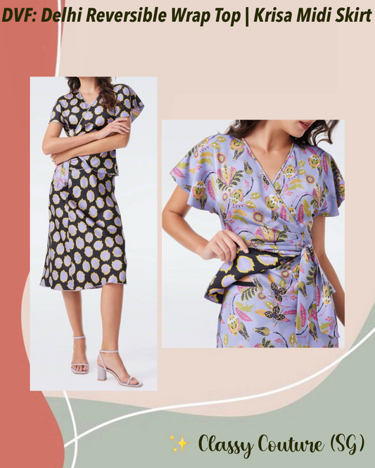 DVF Delhi Reversible Wrap Top | Krisa Midi Skirt | Set