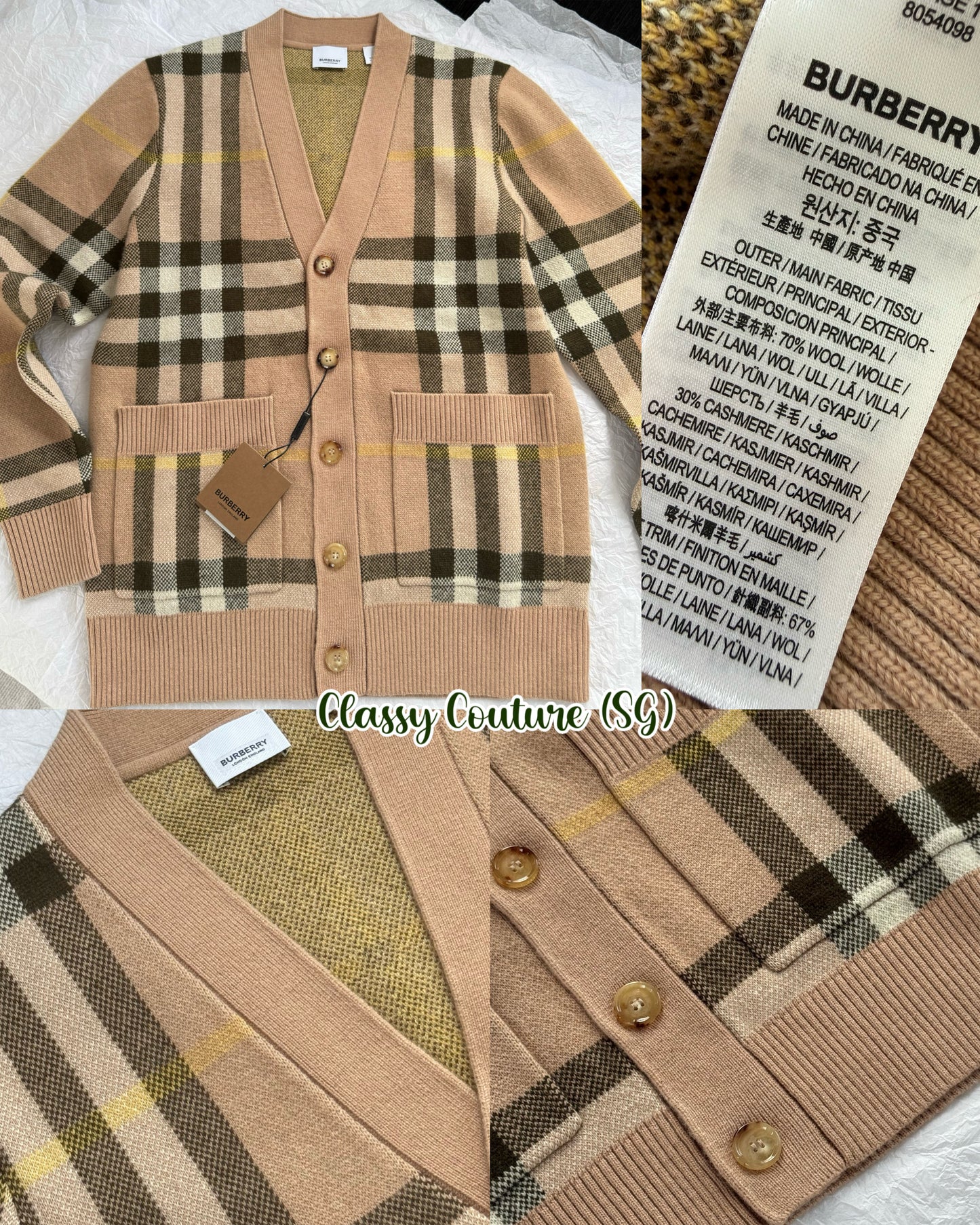 BBR Men’s / Unisex Wilmore Checked Wool Cashmere Cardigan