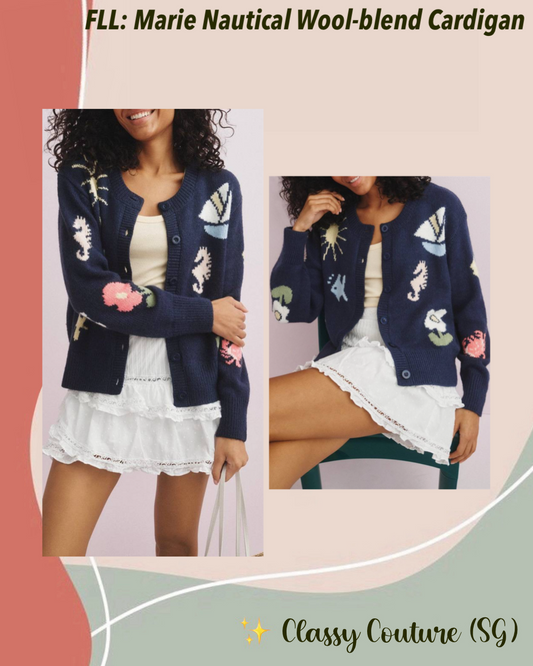 FLL Marie Nautical Wool-blend Cardigan