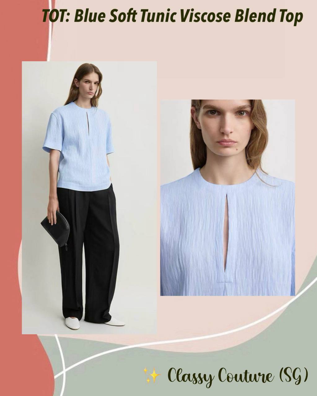 Tot Blue Soft Tunic Viscose-blend Top