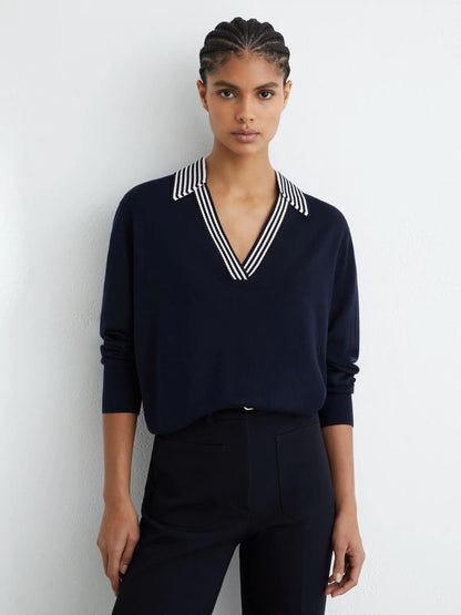 RS Neva Wool Open-Collar Short-Sleeve Polo Shirt