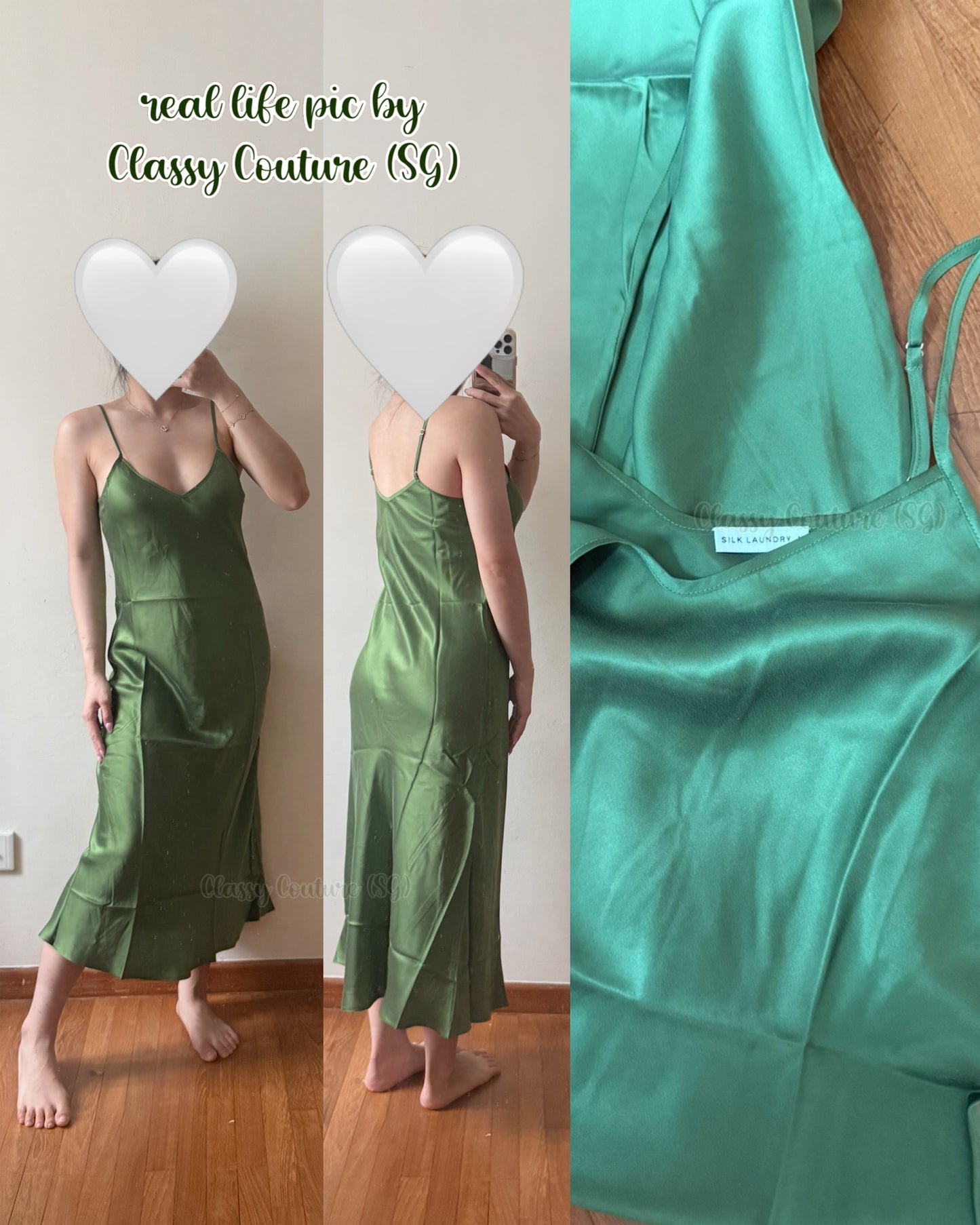 SL 90S Silk Slip Midi Dress in Fields | Apple Green | Miracles Hazelnut