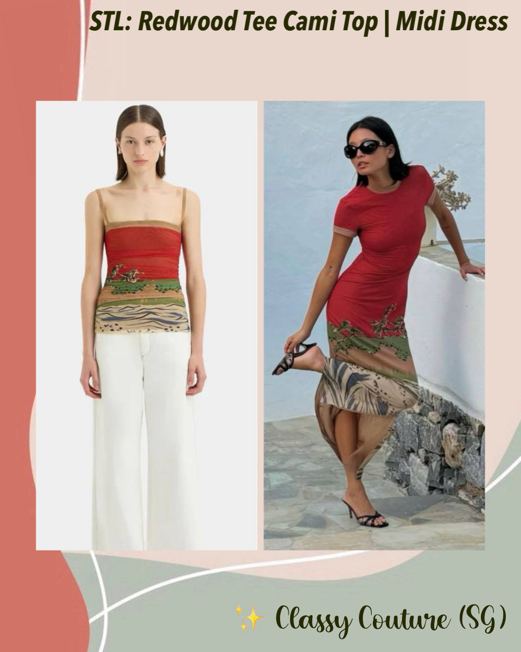 STL Redwood Ruched Cami Top | Tee Midi Dress