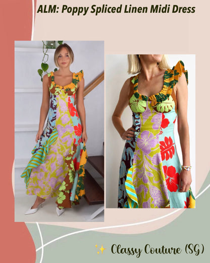 ALM Poppy Spliced Linen Midi Maxi Dress
