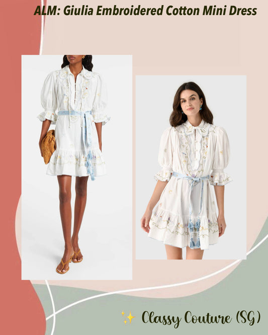 ALM Giulia Embroidered Cotton Mini Dress