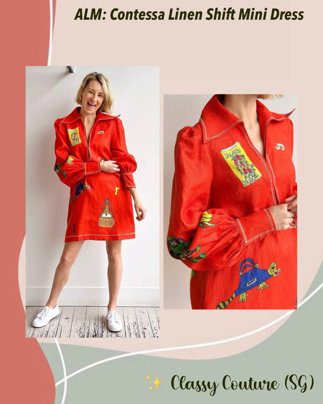 ALM Contessa Linen Shift Mini Dress Shirtdress