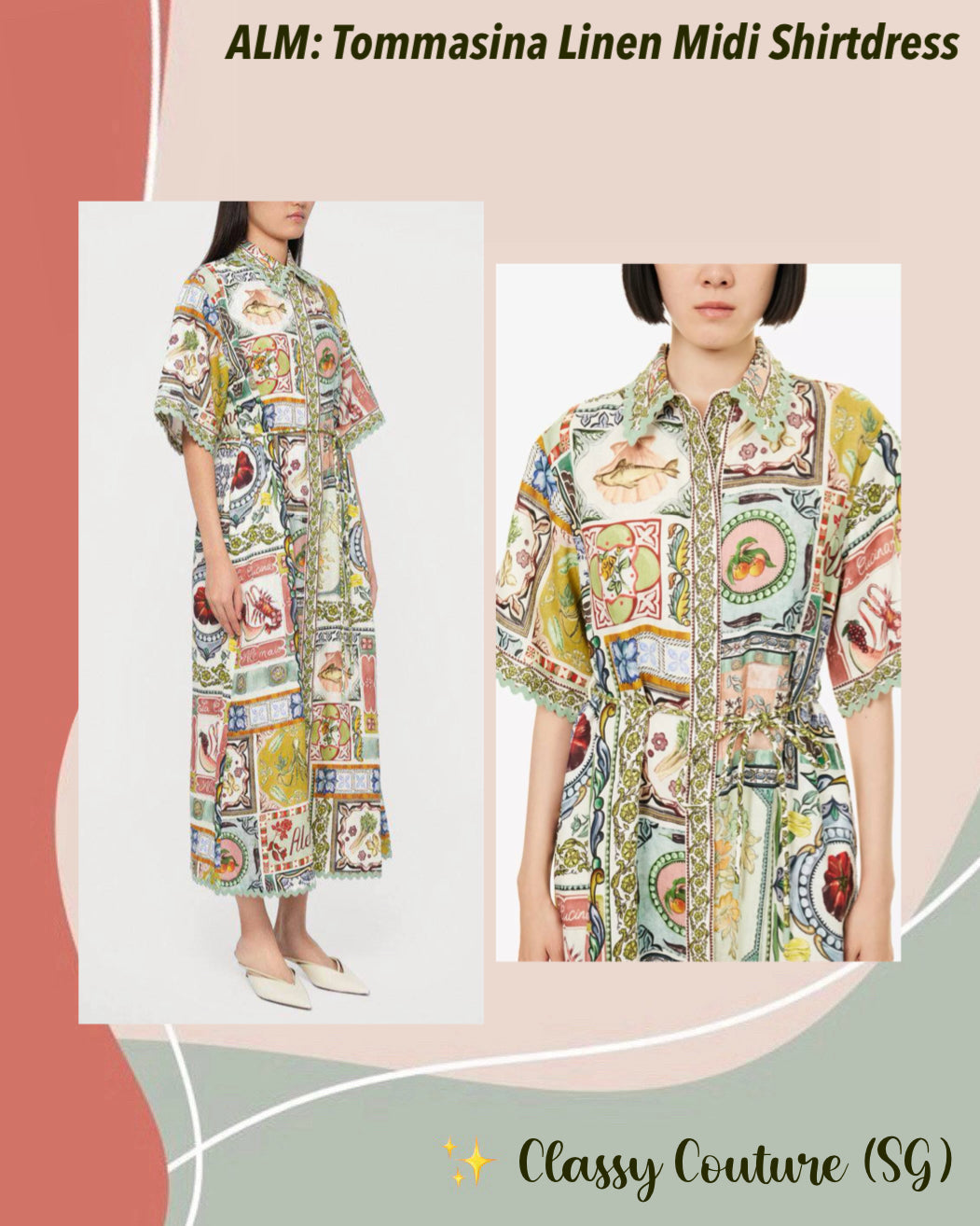 ALM Tommasina Linen Midi Dress Shirtdress