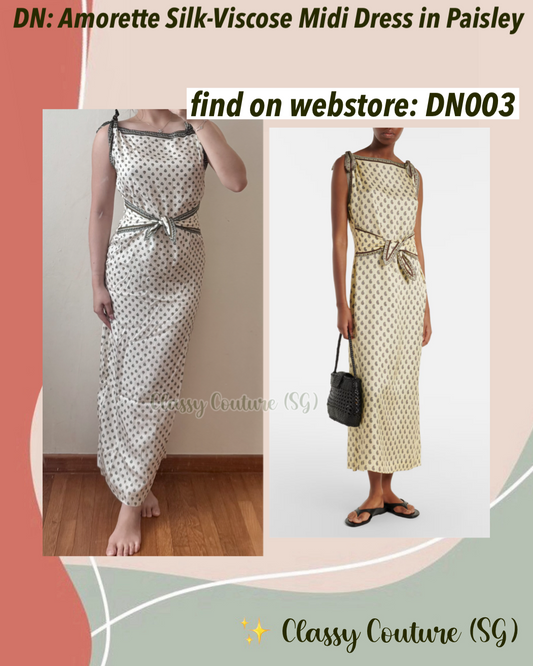 2 Colors! DN003 Silk-Viscose Midi Dress in Paisley