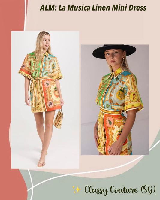 ALM La Musica Belted Linen Mini Dress Shirtdress