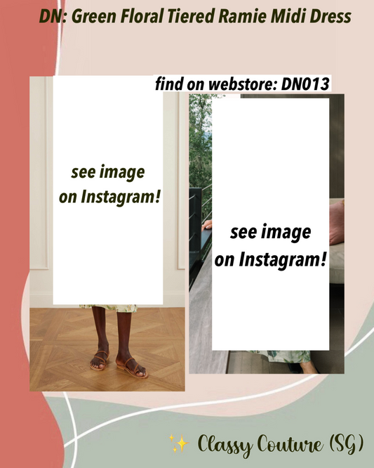 DN013 Green Floral Tiered Ramie Midi Dress