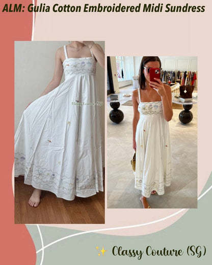 ALM Giulia Cotton Embroidered Midi Dress Sundress