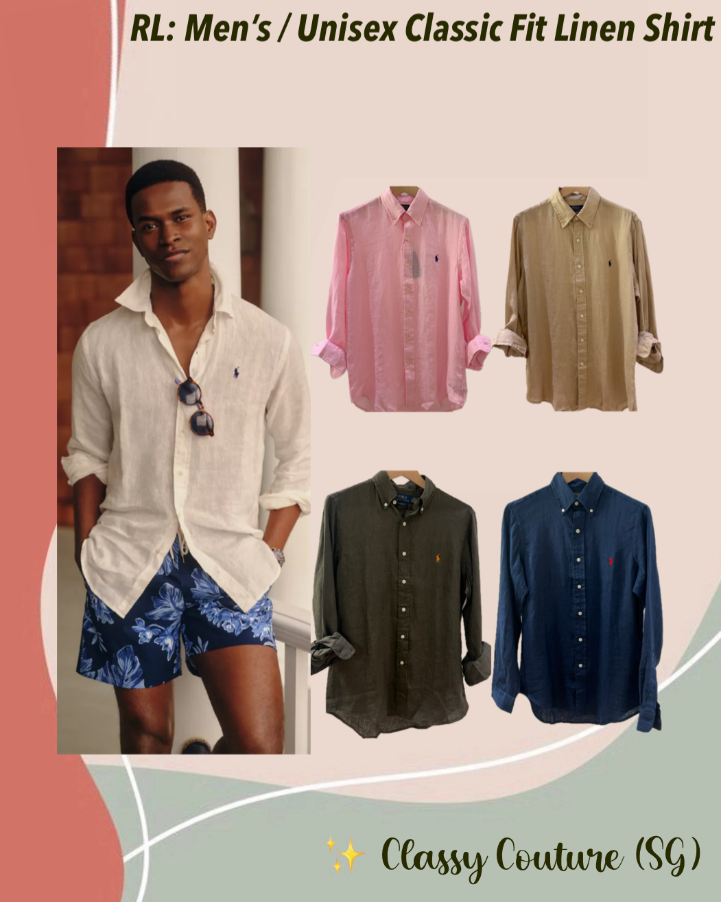 RL Men’s / Unisex Classic Fit Linen Long Sleeve Shirt