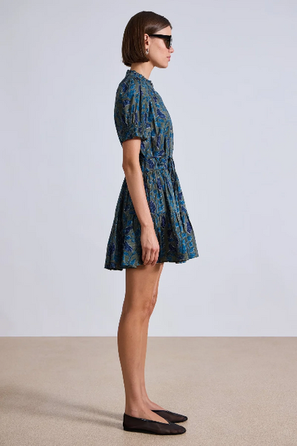 AA Las Alturas Cotton Mini Dress in Malene Floral Olive