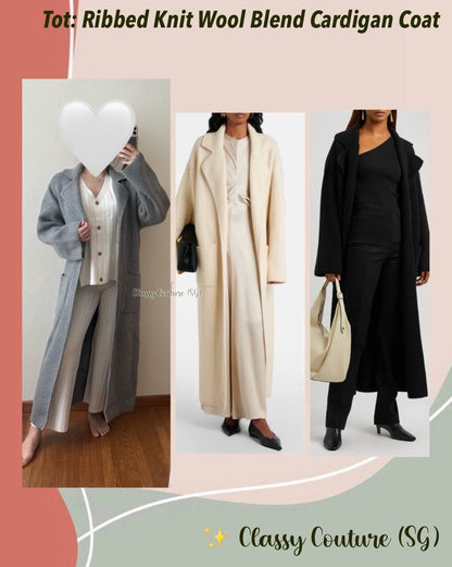 Tot Ribbed Knit Wool Blend Long Cardigan Coat