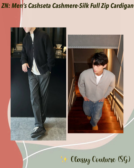 ZN Men’s Cashseta Cashmere-Silk Full Zip Cardigan